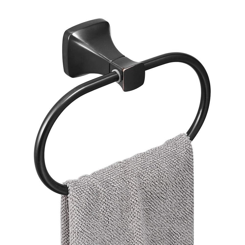 BESy Bathroom Hardware Accessory Hand Towel Ring,Oil Rubbed Bronze Stainless Steel Hand Towel Holder, Wall Mounted with Screws, Square Pedestal - NewNest Australia