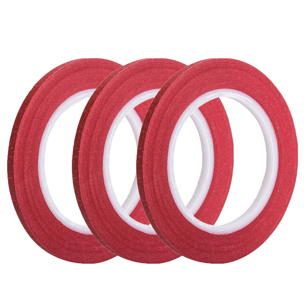3 Pack 1/4" inch by 60yard Painters Tape, Masking Tape with Thin Narrow Finishing & 14 Day Easy Removal Trim Edge (Red 1/4inch Wide) Red 1/4inch Wide - NewNest Australia