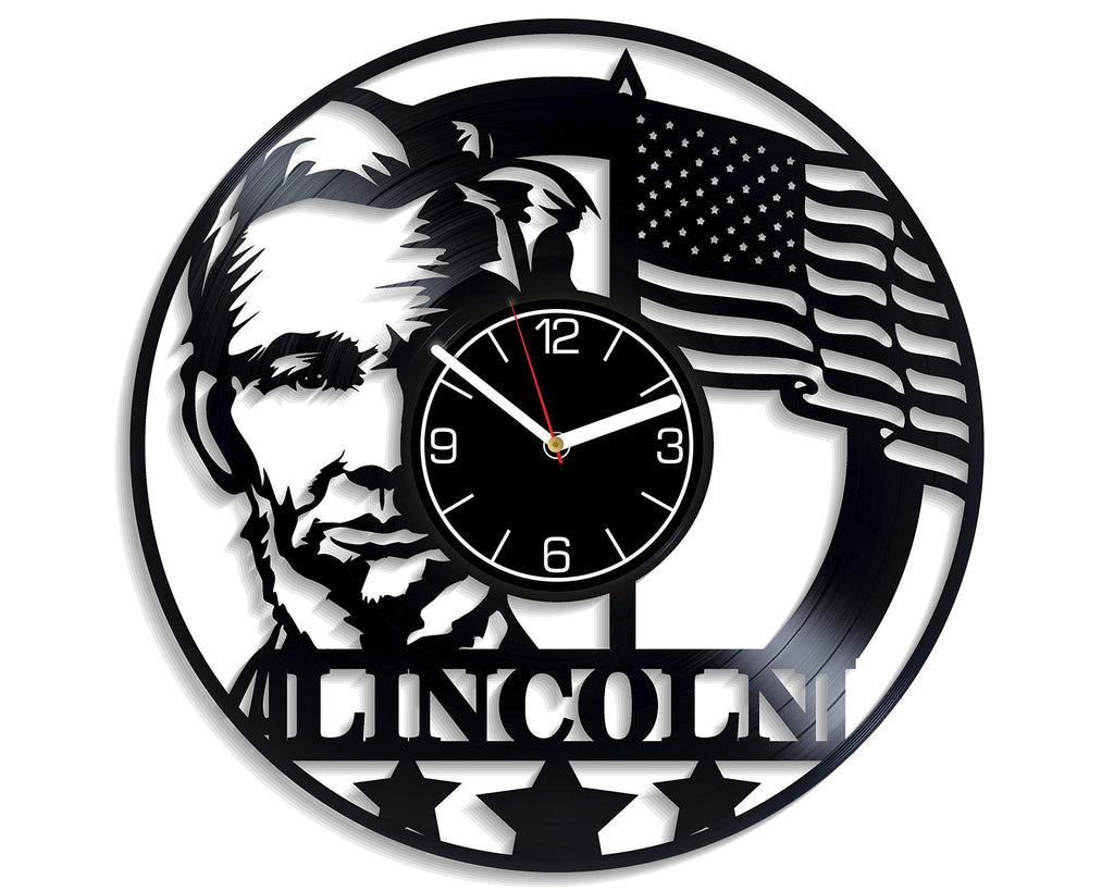 NewNest Australia - Kovides Abraham Lincoln Vinyl Wall Clock Presidency Gift for Men Lincoln Wall Clock Large Presidency Lincoln Home Decoration USA Vinyl Clock Lincoln Wall Clock Vintage 