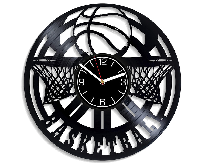 NewNest Australia - Kovides Basketball Vinyl Record Wall Clock Basketball Gift Basketball Vinyl Clock Gift for Men Basketball Wall Clock Modern Basketball Clock Basketball Wall Art Sport Home Decor 12 inch Wall Clock 