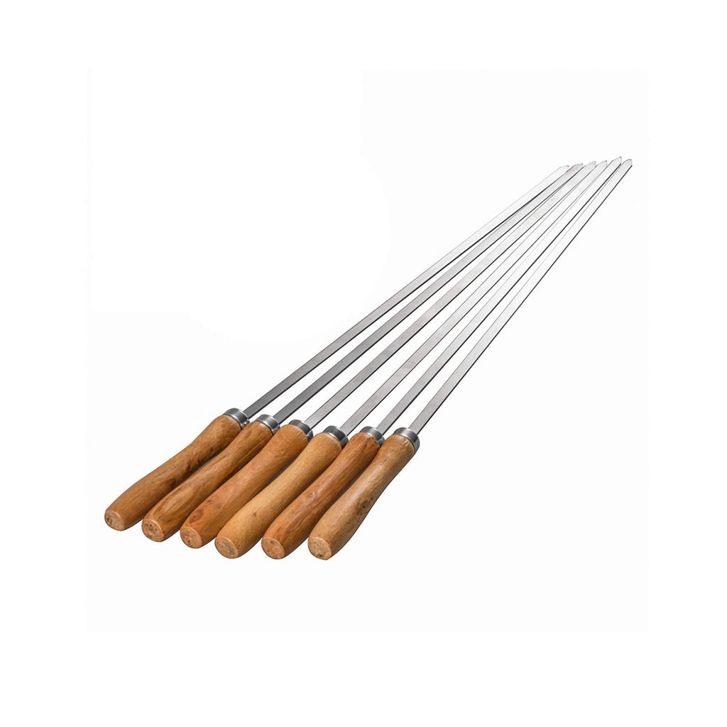 NewNest Australia - IMEEA 16.5” Flat Kebab Barbecue Skewers Stainless Steel BBQ Skewers for Grilling with Wooden Handle, Set of 6 