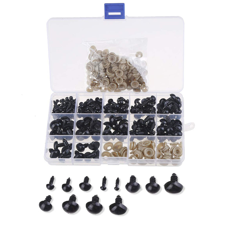 190 PCS 5mm-14mm Solid Black Eyes with Washers, Craft Plastic Safety Eyes Sewing for DIY of Puppet Plush Animal Making and Teddy Bear 5mm-10mm， 190 PCS - NewNest Australia