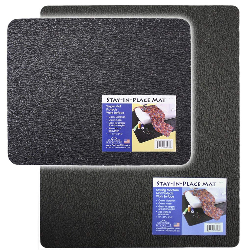 Cottage Mills Stay-in-Place Machine Mats - 2 Piece Set - 11" x 14" & 15" x 18" - Sewing Machine and Serger Mats - Calms Vibration and Dampens Noise. Made in USA. 2 pc Set - 11" x 14" & 15" x 18" - NewNest Australia