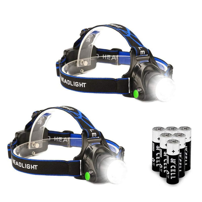 Super Bright 3000 Lumen LED Headlamp Flashlight 3 Modes Running Camping Outdoor Headlight Head Lamp for Adults and Kids, 2 Pack - NewNest Australia