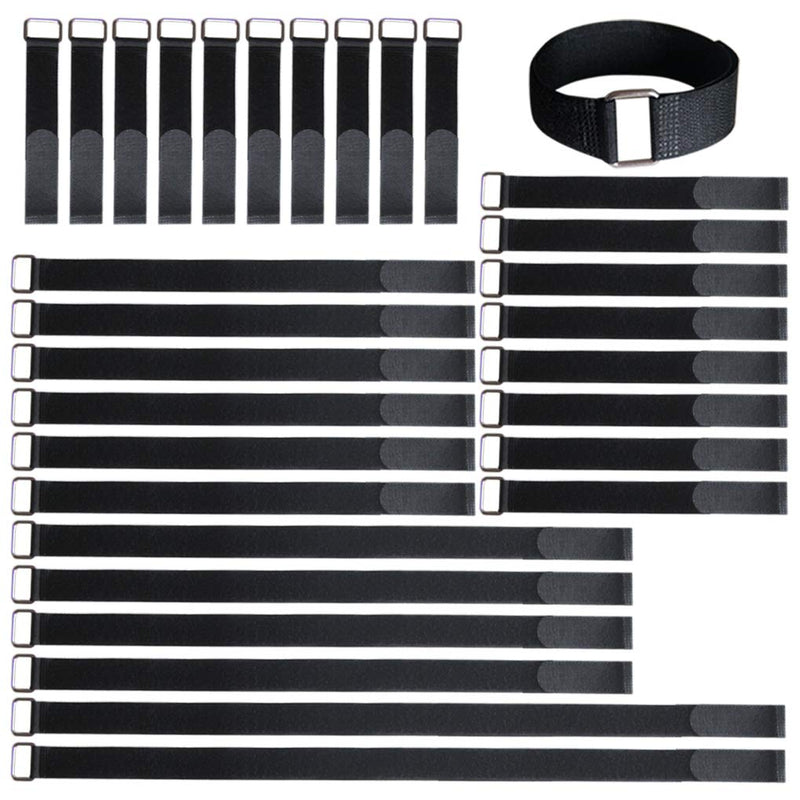 VIGAER 8"-12"-18"-24"-30" Reusable Fastening Cable Straps, 30 Pcs Securing Straps Adjustable Nylon Hook and Loop Cinch Cable Ties Down with Metal Buckle 8"-12"-18"-24"-30" - NewNest Australia
