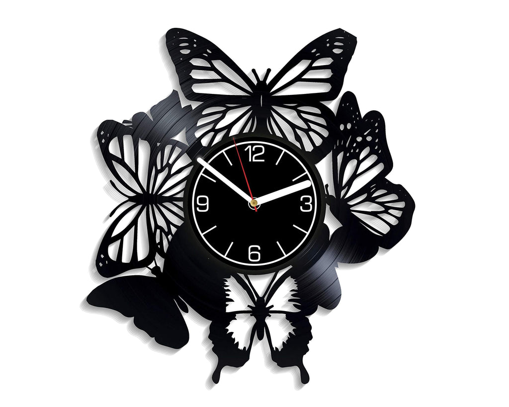 NewNest Australia - Kovides Butterfly Vinyl Record Wall Clock Butterfly Home Decoration Butterfly Wall Clock Butterfly Art Gift For Her Butterfly Wall Decor Butterfly Clock Butterfly Wall Clock Modern Butterf Vinyl Clock 