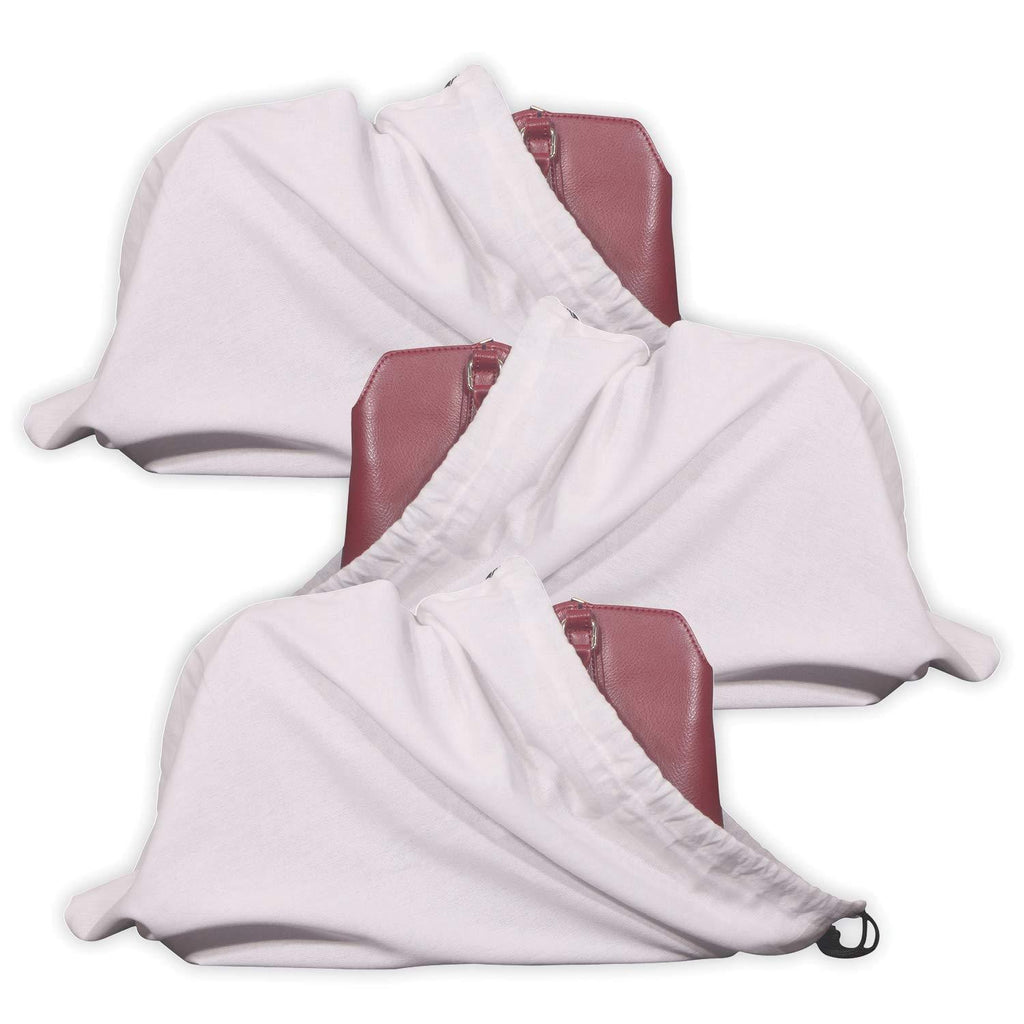 NewNest Australia - 3 Pack Cotton Breathable Drawstring Dust Covers Large Cloth Storage Pouch String Bag for Handbags Purses Shoes 