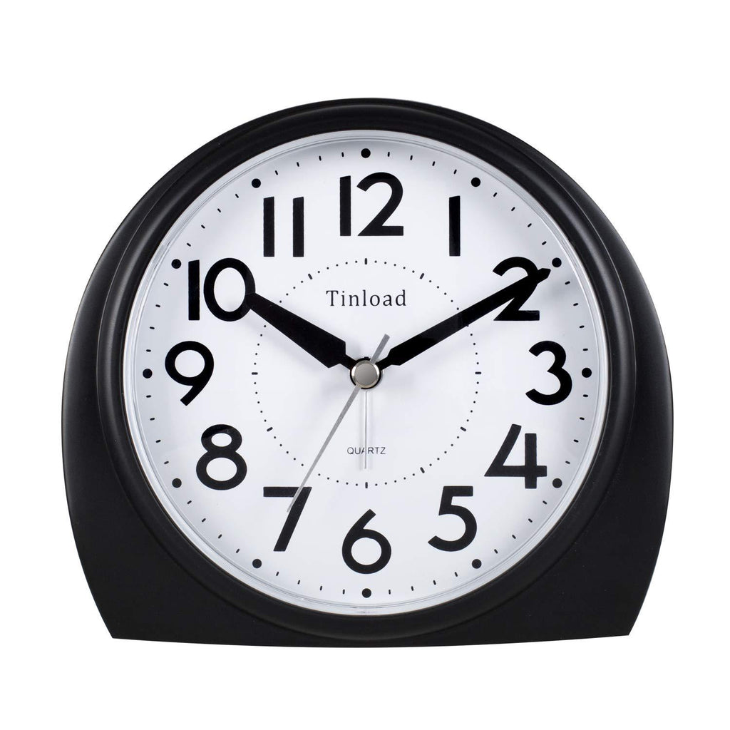 NewNest Australia - 5.5" Silent Analog Alarm Clock Non Ticking, Gentle Wake, Beep Sounds, Increasing Volume, Battery Operated Snooze and Light Functions, Easy Set, Black (Best for Elder) 