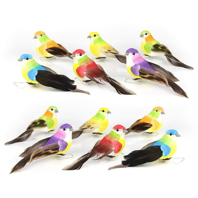 NewNest Australia - HanYoer 12 Pcs Simulated Birds Ornament Beautiful Animal Bird Decor Animal Statues Tree Lawn Home Garden Decoration 