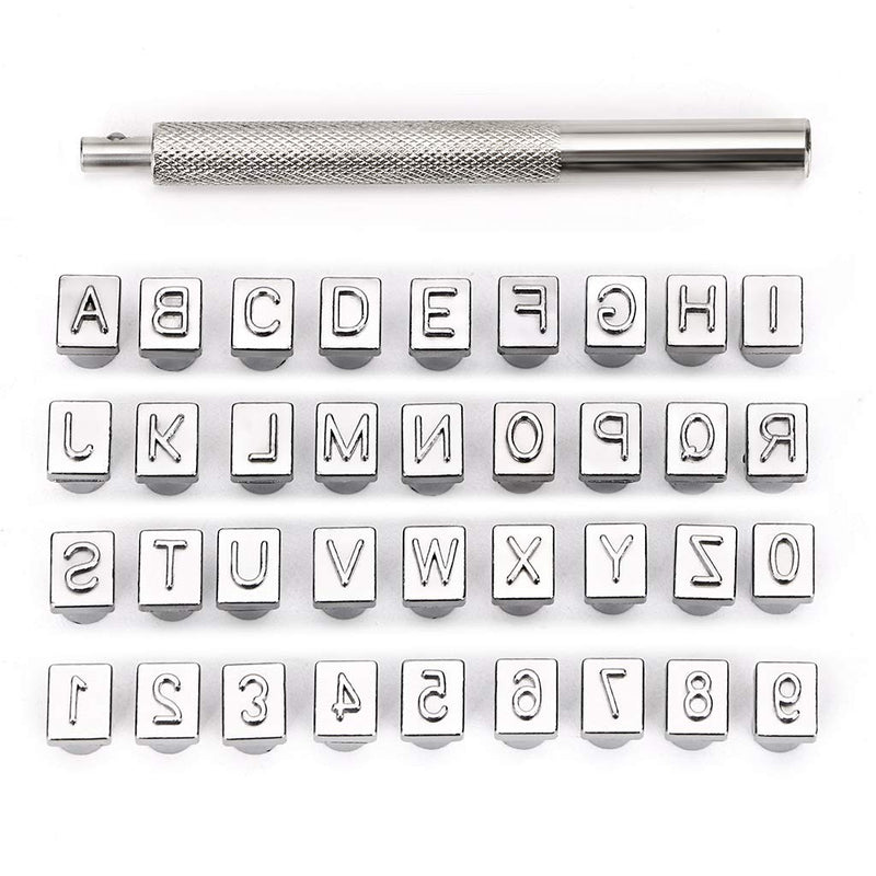 OwnMy Capital Letters and Numbers Stamp Set, 1/4” / 6mm Alphabet Stamp Tools Set Leather Craft Stamping Tools Leather Art Craft Tool (6mm - 36pcs) 6mm - 36pcs - NewNest Australia