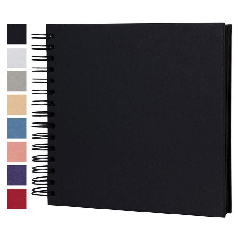 potricher 8 x 8 Inch DIY Scrapbook Photo Album Hardcover Kraft Blank Black Page Wedding and Anniversary Family Photo Album (Black, 8 Inch) - NewNest Australia