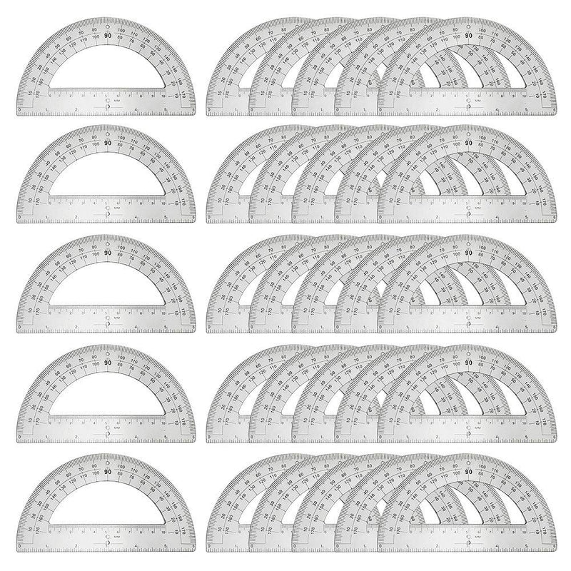 30PCS Clear Plastic Student Math Protractor 6-Inch Long 180 Degree for Angle Measurement - NewNest Australia