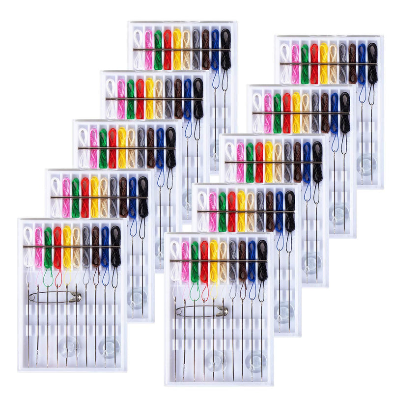 SoFire 10 Boxes Home and Travel Quick Fix Sewing Kit Pre Threaded Needle Kit, Each Box with 10 Pieces - NewNest Australia