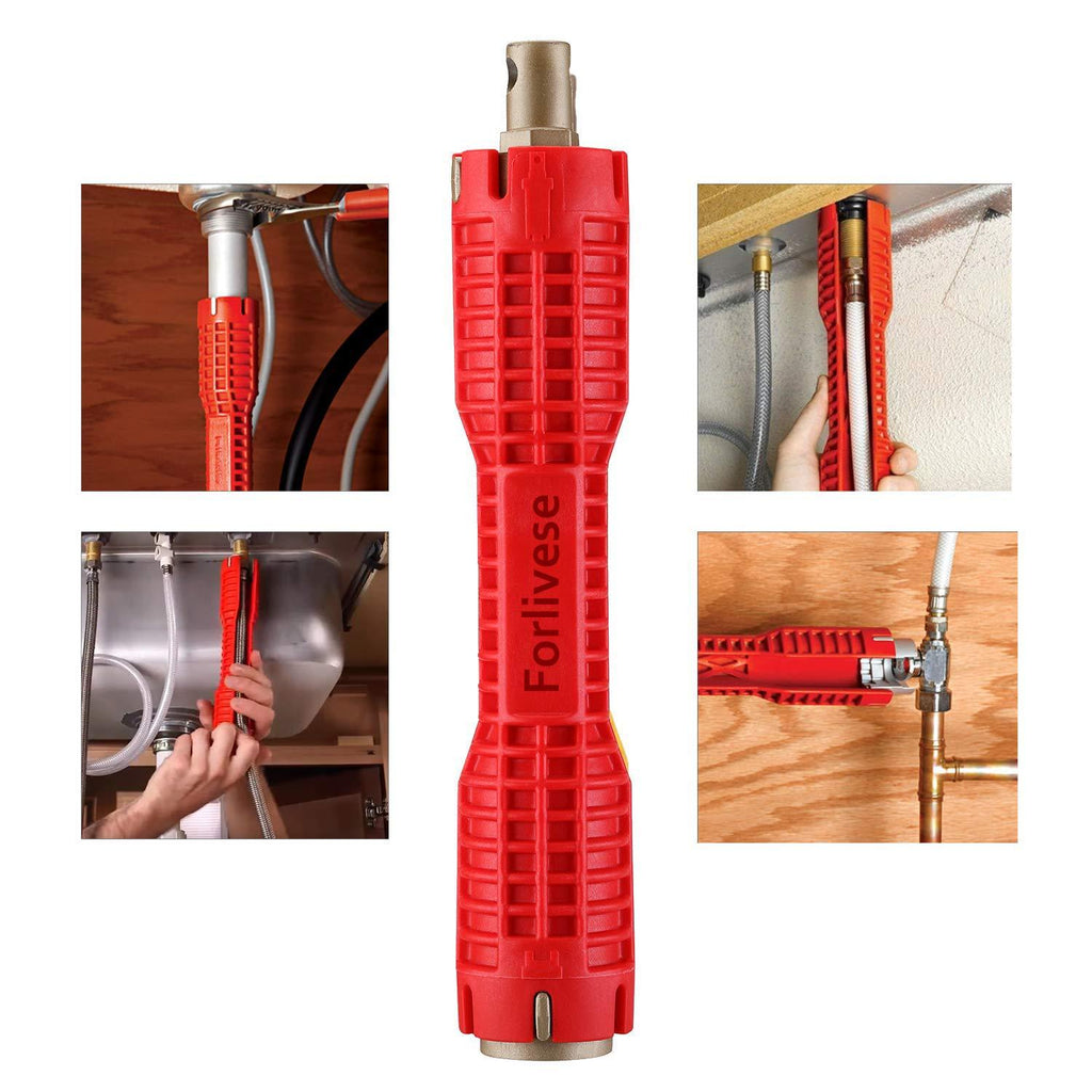 Faucet and Sink Installer,（8-in-1）Multi-purpose Wrench Plumbing Tool for Toilet Bowl/Sink/Bathroom/Kitchen Plumbing Repair Installation Hand Tools(red) Red - NewNest Australia