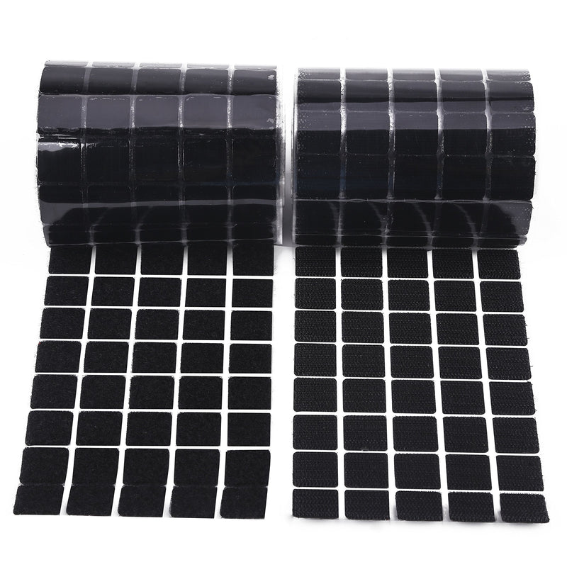Self Adhesive Dots, 0.59 Inch Diameter 1600pcs(800Pairs) Strong Sticky Hook Tapes, Square Adhesive Back Loop Nylon Strips with Waterproof Coin Glue Fastener,Perfect for School,Office,DIY-Black Black-SE - NewNest Australia