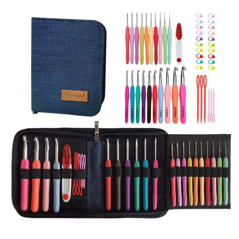 20 Sizes Crochet Hooks Complete Set,0.5mm-10mm Ergonomic Crochet Hooks with Case for Arthritic Hands - NewNest Australia
