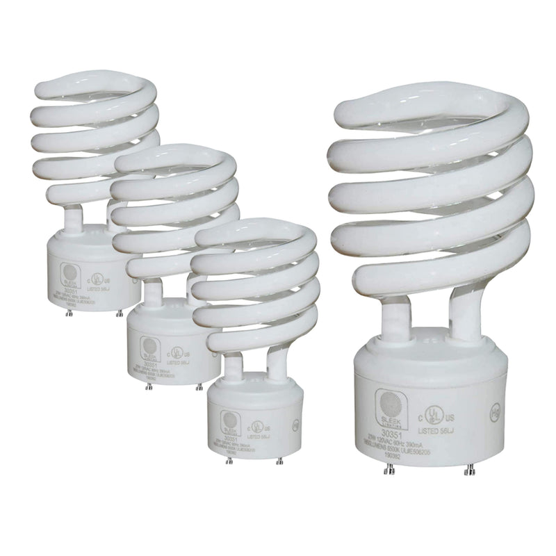 SLEEKLIGHTING - GU24 23Watt 2700K 1600lm 2 Prong Light Bulbs- UL approved-120v 60Hz - Mini Twist Lock Spiral -Self Ballasted CFL Fluorescent Bulbs- 1600lm Warm White 4 Pack (100 Watt Equ) (3500K) - NewNest Australia