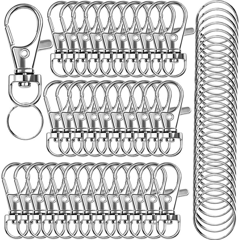 IPXEAD 120PCS Premium Swivel Lanyard Snap Hook with Key Rings, Metal Hooks Keychain Hooks for Lanyard Key Rings Crafting - NewNest Australia
