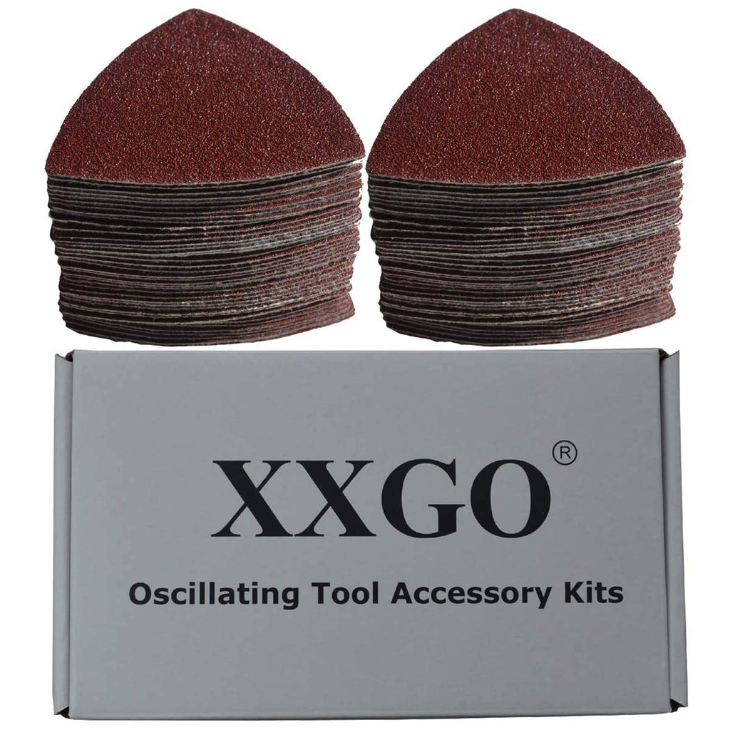 XXGO 100 Pcs 60 Grits 3-1/2 Inch 90mm Triangular Hook & Loop Multitool Sandpaper for Wood Sanding Fit 3.5 Inch Oscillating Multi Tool Sanding Pad XG902060 60 Grit - 100 Pcs - NewNest Australia