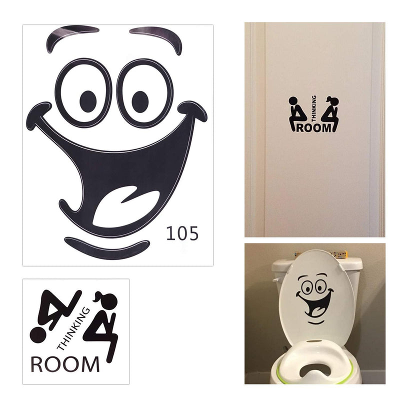 Honbay Waterproof and Removable Thinking Room Door Decal Smile Face Toilet Lid Sticker - NewNest Australia