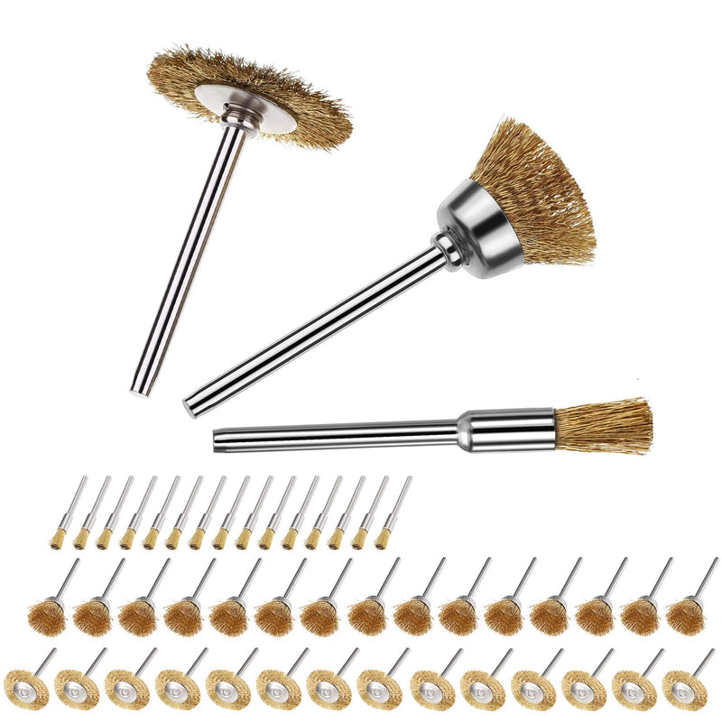 45 Pieces Brass Wire Brushes Wheel Cup Pen Brush Set Polishing Attachment Kit for Dremel Grinder Rotary Tools (Gold) 45Pcs Gold - NewNest Australia