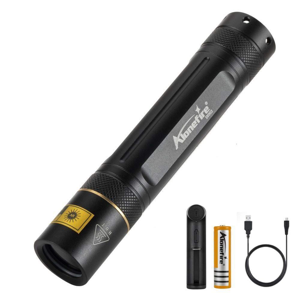 Alonefire SV003 10W 365nm UV Flashlight Portable Rechargeable Blacklight Flashlight Scorpion for Pet Urine Detector Resin Curing with Aluminum Case, Charger, 18650 Battery Included - NewNest Australia