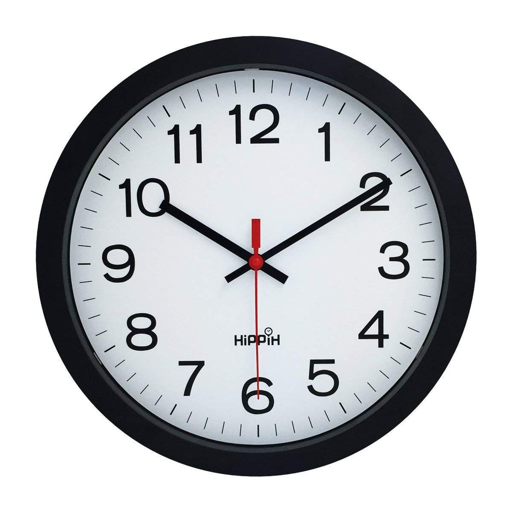 NewNest Australia - Yoobure 12" Silent Quartz Decorative Wall Clock Non-Ticking Digital Plastic Battery Operated Round Easy to Read Home/Office/School Black Clock 