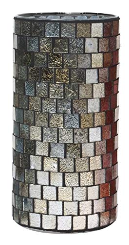 NewNest Australia - Hosley Mosaic Glass Tea Light Candle Holder - Your Choice of Colors and Size. Ideal Gift for Wedding Party Favor Spa Home Bridal Reiki Meditation O7 (C-Silver, 7.8" High) C-silver 