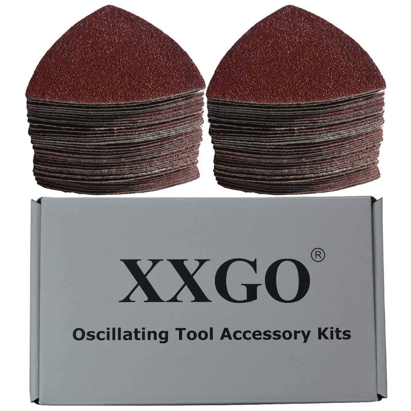 XXGO 100 Pcs 80 Grits 3-1/2 Inch 90mm Triangular Hook & Loop Multitool Sandpaper for Wood Sanding Fit 3.5 Inch Oscillating Multi Tool Sanding Pad XG902080 80 Grit - 100 Pcs - NewNest Australia