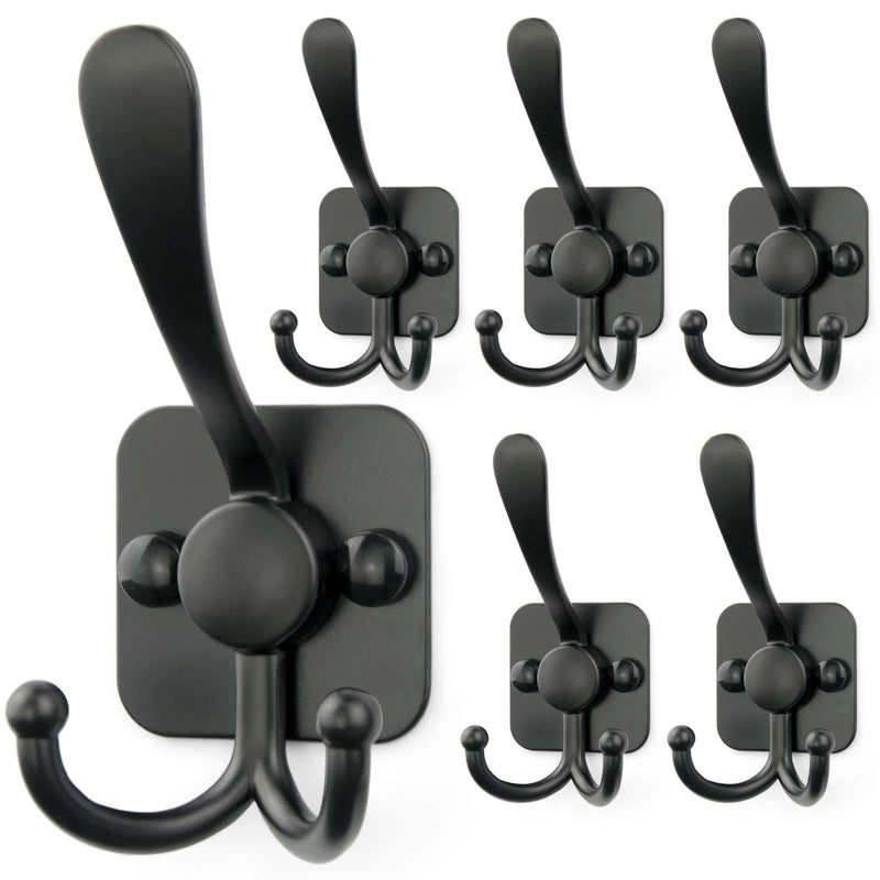 NewNest Australia - Arks Royal Wall Mount Coat Hooks,Matte Black Heavy Duty Decorative Hooks,3 Prongs Utility Hook,6 Pack Triple Prong - 1 Hook * 6 Pcs 