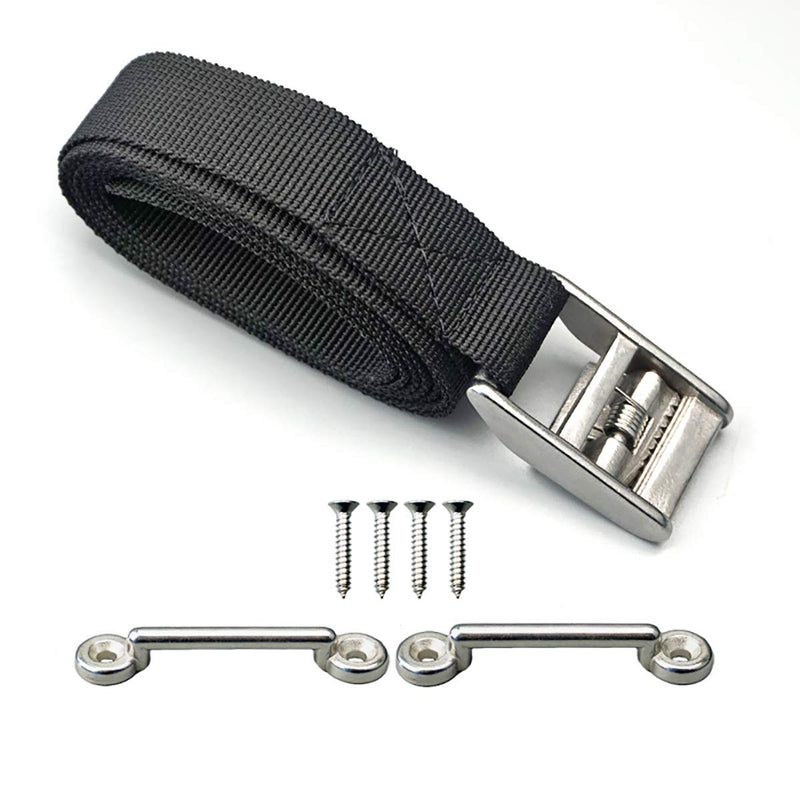 Pool spa Part 56" Battery Tie Down Strap Kit Battery Hold Down Strap with Stainless Steel 316 Buckle, 2 Stainless Steel 316 Eye Strap Mounts, 4 SS Screws - NewNest Australia