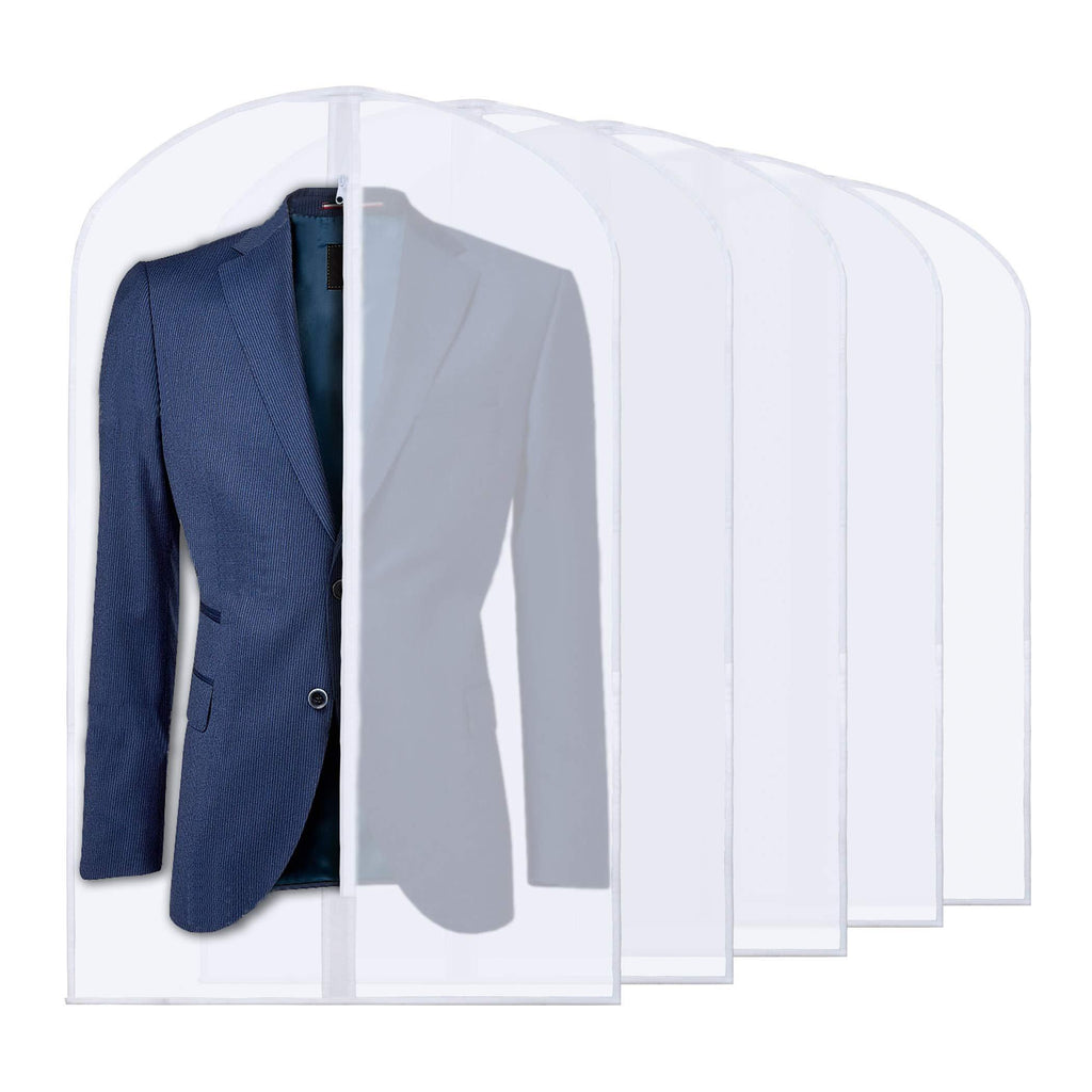 NewNest Australia - PLX Hanging Garment Bags for Storage and Travel – Suit Bag, Dress Shirt, Coat and Dress Cover with Window and Zipper Set (5 Pack PEVA: 40” x 24”) 5 pack PEVA: 40” x 24” 