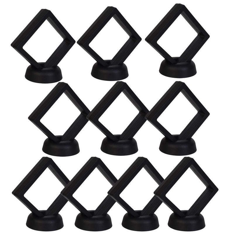 NewNest Australia - Bleiou 10 Pack 3D Floating Display Frame Stand Holder Coin Chip Jewelry Pin Display Stand Box (Black, 2.75 x 2.75 x 0.75 inch) Style C 