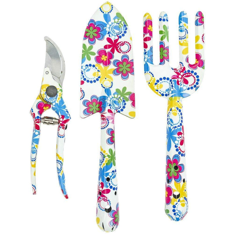 Southern Homewares Floral Design Gardening Tools, Set of 3 Clippers, Trowel, and Weeding Fork - NewNest Australia