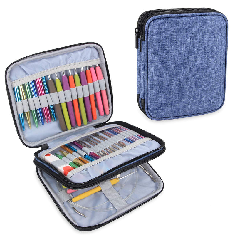 Teamoy Organizer Case for Interchangeable Circular Knitting Needles, Crochet Hooks and Knitting Accessories, Keep All in One Place and Easy to Carry, Blue (No Accessories Included) Small - NewNest Australia