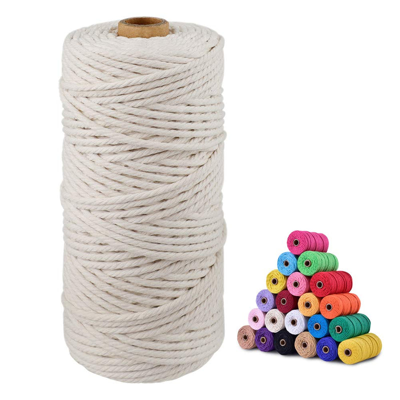 Macrame Cord,3mm x 328 Feet Cotton Twine String Cord,Natural White Cotton Rope Craft String for DIY Knitting Plant Hangers Christmas Wedding Décor (Beige) 3mm x 328 Feet Beige - NewNest Australia