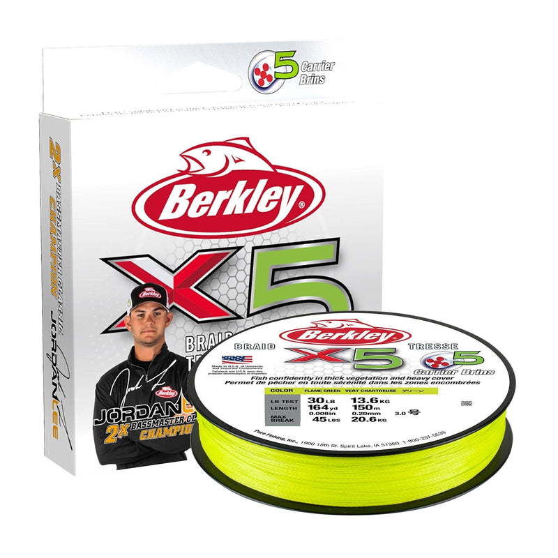 Berkley x5 Braid Fishing Line 164 Yards Flame Green - Jordan Lee (Pro Designed) 6 Pounds - NewNest Australia