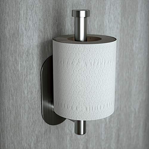 Cerekony Adhesive Toilet Paper Holder, Roll Holder Small Space for Kitchen Bathroom Utility Hooks Stick on Wall Stainless Steel Brushed Nickel White - NewNest Australia