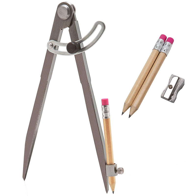 ALLY Tools 8 Inch Precision Wing Divider Scribe Tool/Woodworking Compass with Pencil Holder INCLUDES Two Pencils and Pencil Sharpener Ideal for Drawing Circles, Geometry, Wood, Metal, and Leather - NewNest Australia