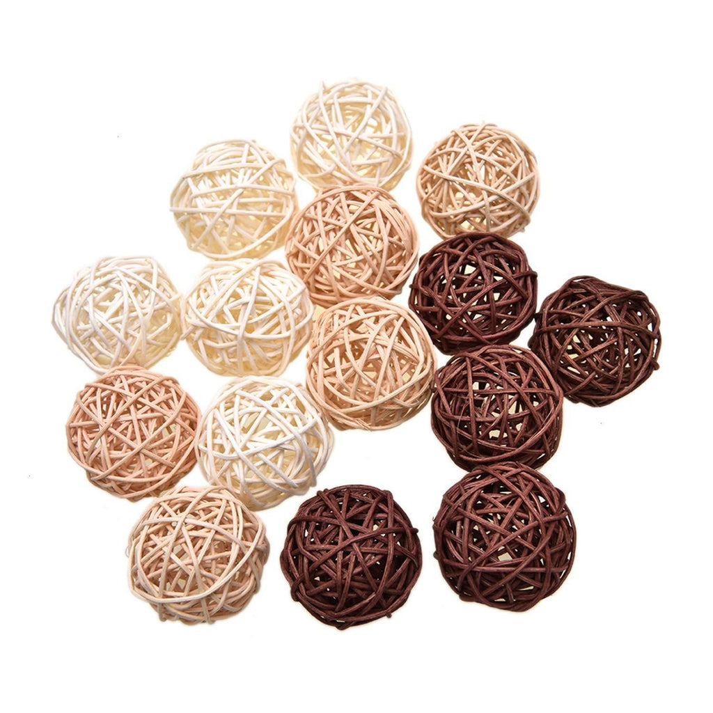 NewNest Australia - Pomeat 15pcs Wicker Rattan Balls Decorative Ball Orbs Vase Fillers Table Decor, Wedding Party Decoration 