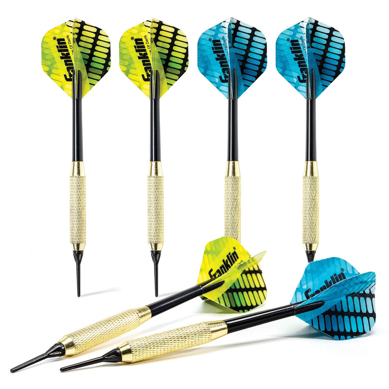 Franklin Sports Soft Tip Darts Set - 6 Pack of 18 Gram Soft Tip Darts - Removable Standard Nylon Flights and Brass Barrels - Lightweight Full Dart Set - NewNest Australia