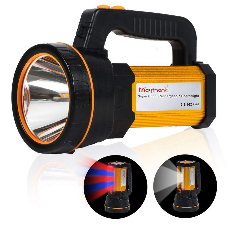 High Powered Handheld LED Flashlight USB Rechargeable 10000mah Super Bright 6000 Lumens spotlight Heavy Duty Searchlight Camping Lantern Waterproof Aluminum alloy Black Golden - NewNest Australia