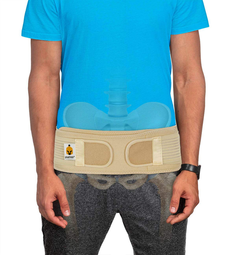 Sacroiliac Si Hip Belt by Sparthos - Relief from Si Joint, Sciatica, Pelvis, Lower Back Pain - Support Brace for Women and Men - for Sacral Nerve, Hip Loc Up Compression Curavi Belts (Beige-REG) Regular (Fits Hip Size 30 Inch - 45 Inch) Beige - NewNest Australia