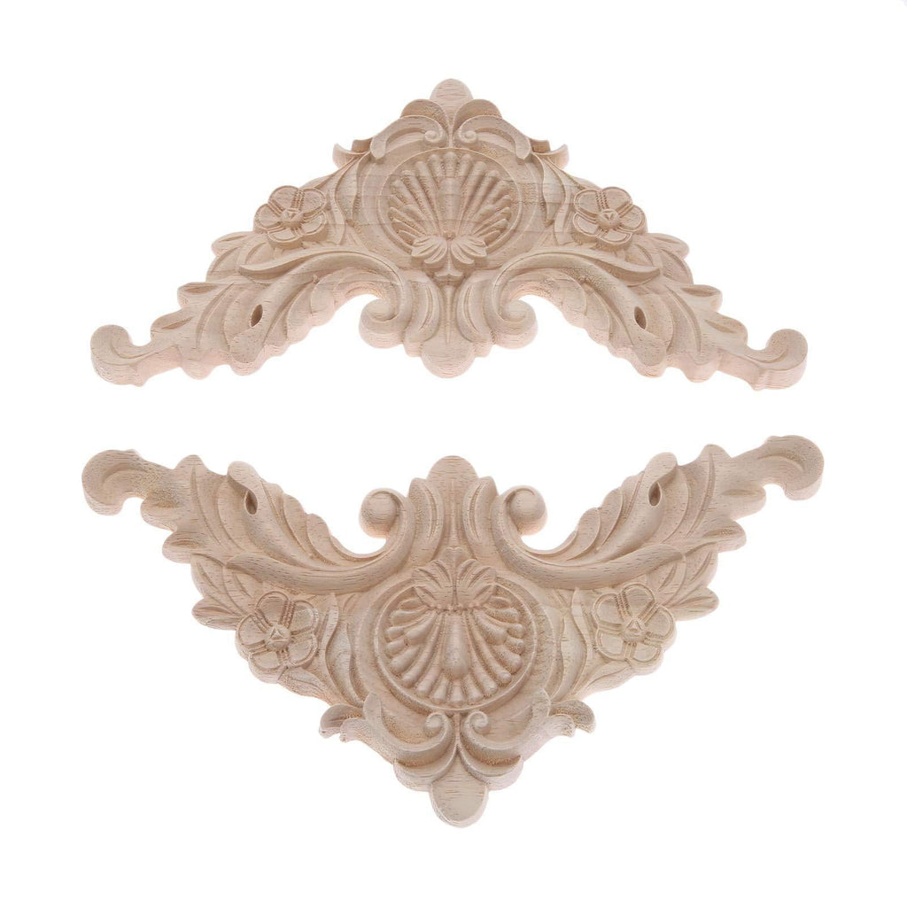 NewNest Australia - 1Pc Big European Modern Fine Wooden Carved Unpainted Applique Frame Onlay Decor with Complicated Floral Pattern 17x17cm 