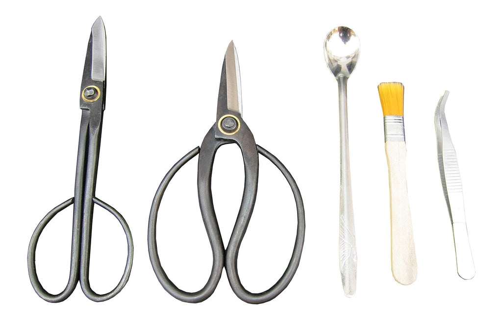 2Piece Forged Bonsai Shear Set, Bonsai Tools Incl. Stainless Steel Spoon, Tweezer, Dust Brush as Bonus, Professional Bonsai Trimming Shears 2-Pack - NewNest Australia