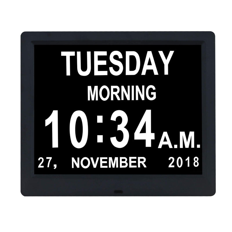 NewNest Australia - 9 Inch IPS Digital Calendar Day Clocks-8 Alarms,Extra Large Non-Abbreviated Day for Vision Impaired, Elderly,Dementia, Memory Loss (Black) 8.7ips-black 