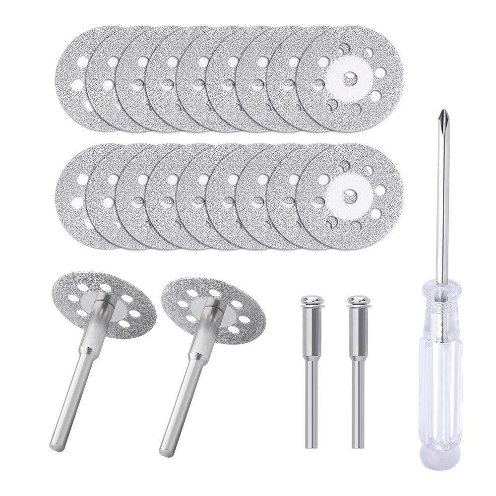 545 Diamond Cutting Wheel (22mm) 20pcs with 402 Mandrel (3mm) 4pcs and Screwdriver for Rotary Tools - NewNest Australia