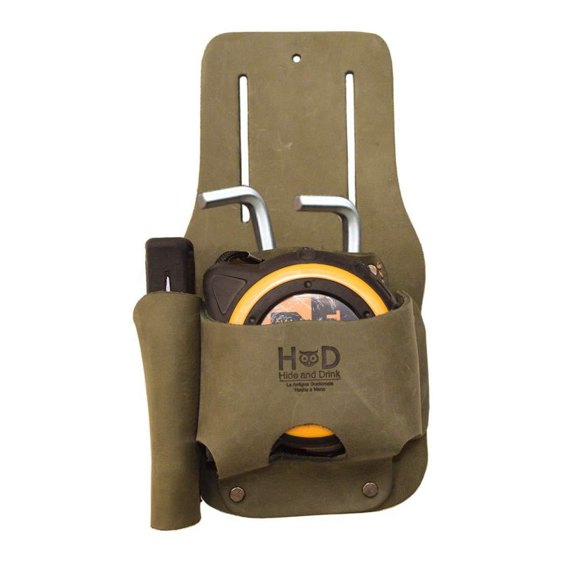 Hide & Drink, Leather Tape & Knife Holder/Marking and Measuring Pouch/Tool Case/Screwdriver Holster/Pocket Belt Pouch, Handmade :: Peat Moss - NewNest Australia