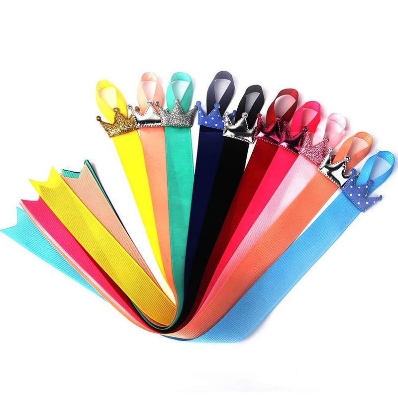 Teensery 10 Pieces 15.7" Hair Bow Holder Mixed Color Crown Hair Clips Display Ribbon Hair Accessories Storage Organizer Hanger for Girls - NewNest Australia
