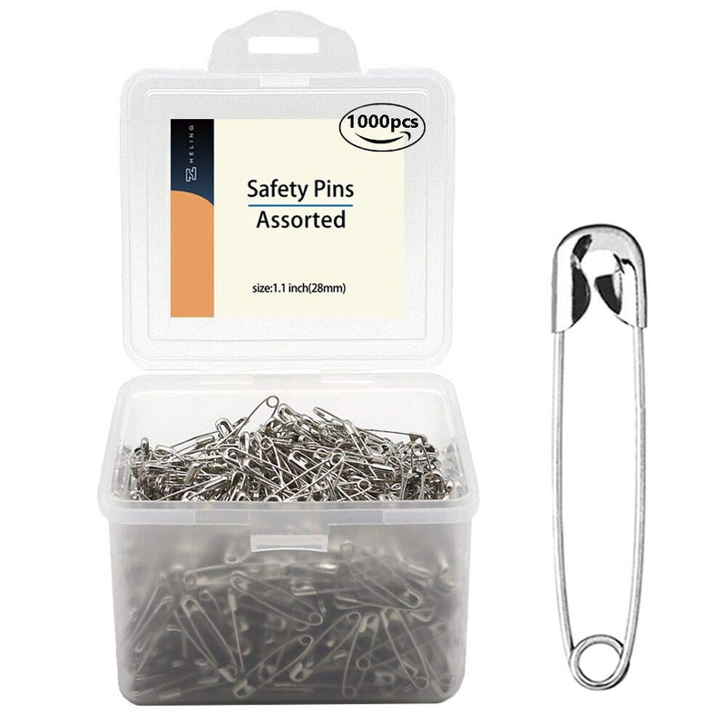 1000Pieces -Safety Pins, 1.1 inch Safety Pins Bulk Metal Silver Sewing Pins Clothing Clips Tool 28mm/ 1.1 inch Decorative Safety pins, Sewing Accessories Kit for Baby Clothing Jewelry Makin (1.1 inch) - NewNest Australia